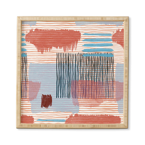 Ninola Design Abstract striped geo red Framed Wall Art