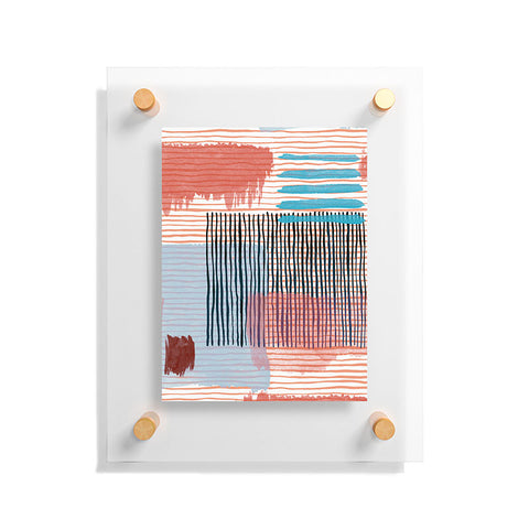 Ninola Design Abstract striped geo red Floating Acrylic Print