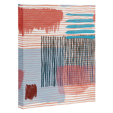 Ninola Design Abstract striped geo red Art Canvas
