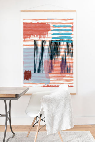 Ninola Design Abstract striped geo red Art Print And Hanger