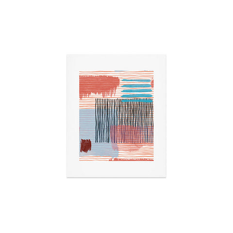 Ninola Design Abstract striped geo red Art Print