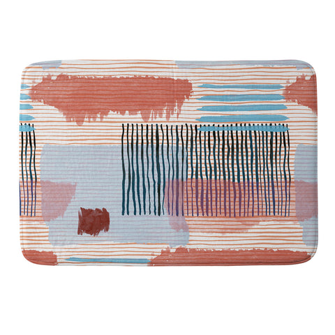 Ninola Design Abstract striped geo red Memory Foam Bath Mat