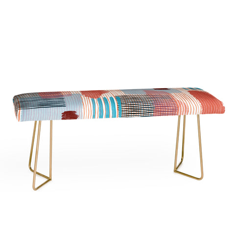 Ninola Design Abstract striped geo red Bench