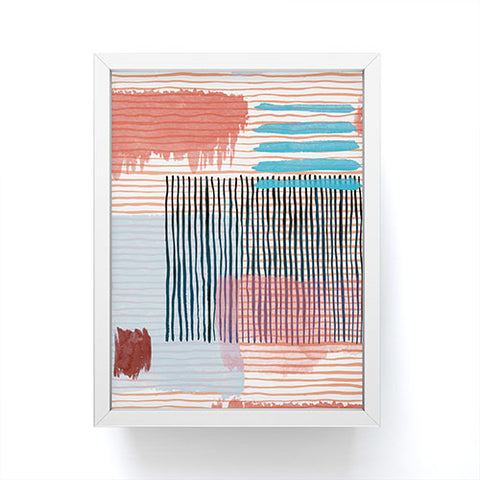 Ninola Design Abstract striped geo red Framed Mini Art Print