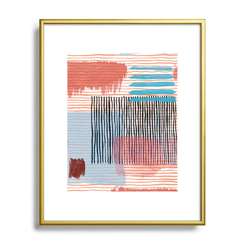 Ninola Design Abstract striped geo red Metal Framed Art Print