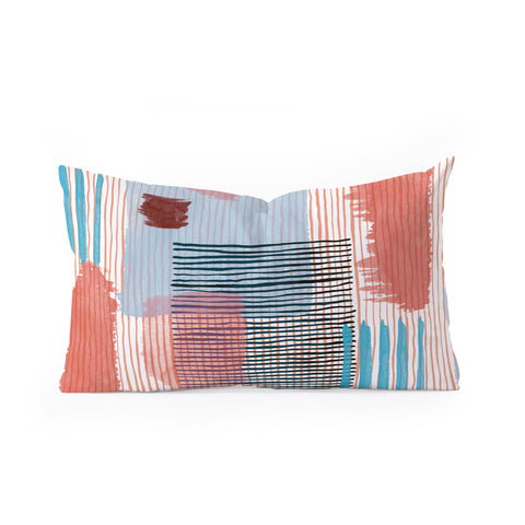 Ninola Design Abstract striped geo red Oblong Throw Pillow