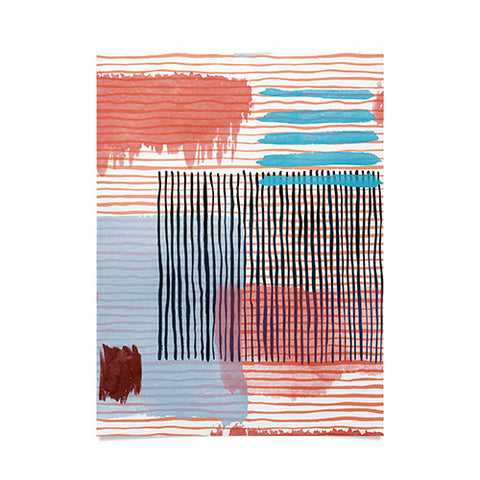 Ninola Design Abstract striped geo red Poster