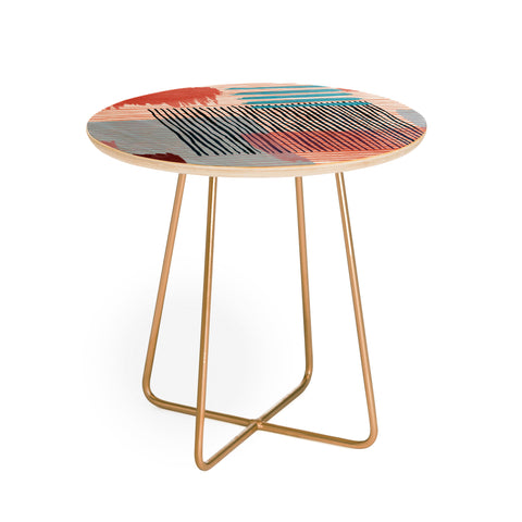 Ninola Design Abstract striped geo red Round Side Table