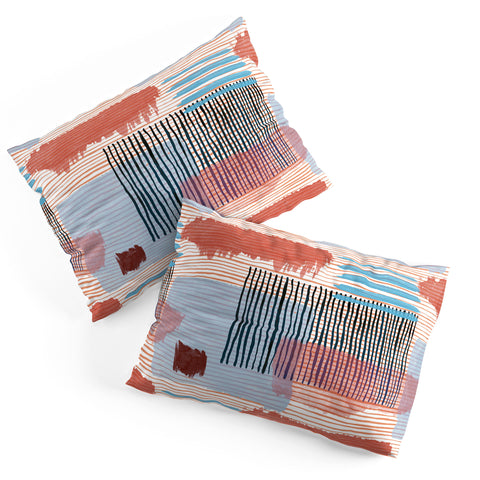 Ninola Design Abstract striped geo red Pillow Shams