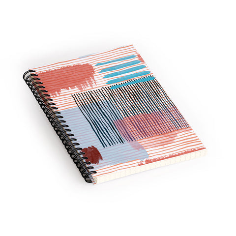 Ninola Design Abstract striped geo red Spiral Notebook