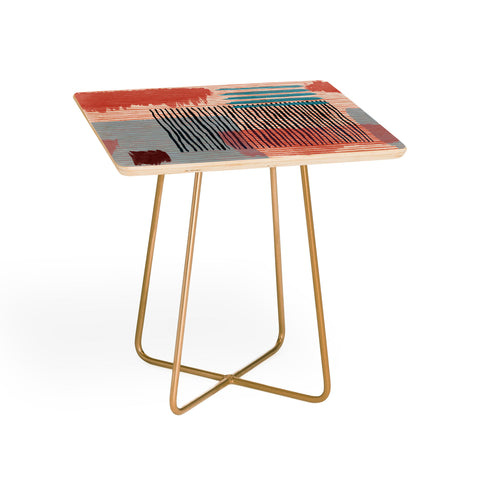 Ninola Design Abstract striped geo red Side Table