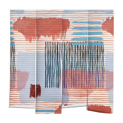 Ninola Design Abstract striped geo red Wall Mural