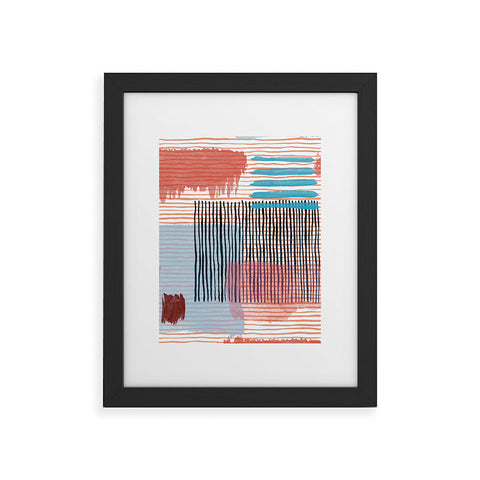 Ninola Design Abstract striped geo red Framed Art Print