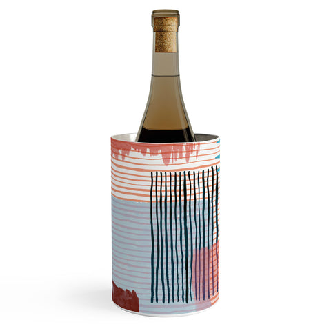 Ninola Design Abstract striped geo red Wine Chiller