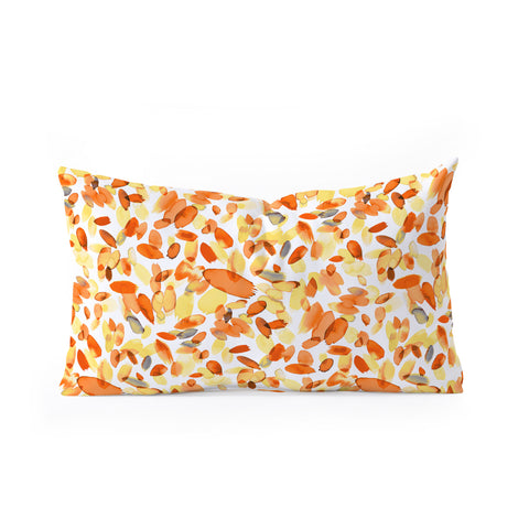 Ninola Design Abstract Summer Petals Orange Oblong Throw Pillow