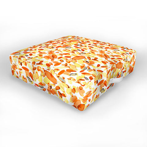 Ninola Design Abstract Summer Petals Orange Outdoor Floor Cushion