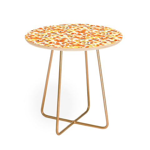 Ninola Design Abstract Summer Petals Orange Round Side Table