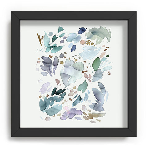 Ninola Design Abstract texture floral Blue Recessed Framing Square