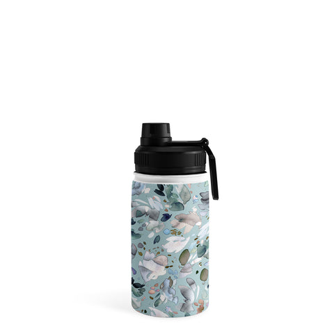 Ninola Design Abstract texture floral Blue Water Bottle