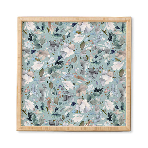 Ninola Design Abstract texture floral Blue Framed Wall Art