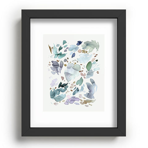 Ninola Design Abstract texture floral Blue Recessed Framing Rectangle