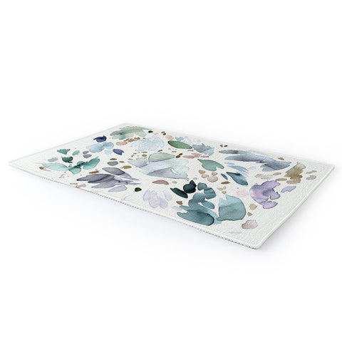 Ninola Design Abstract texture floral Blue Area Rug