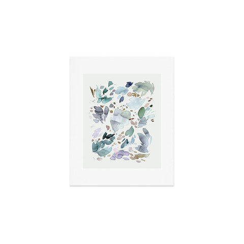 Ninola Design Abstract texture floral Blue Art Print
