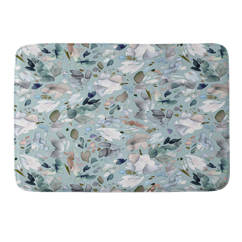 Ninola Design Abstract texture floral Blue Memory Foam Bath Mat