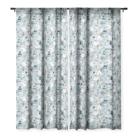 Ninola Design Abstract texture floral Blue Sheer Window Curtain