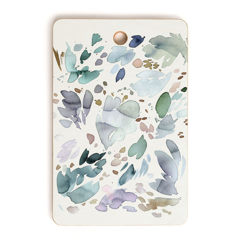 Ninola Design Abstract texture floral Blue Cutting Board Rectangle