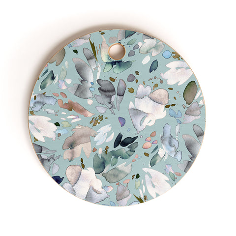Ninola Design Abstract texture floral Blue Cutting Board Round