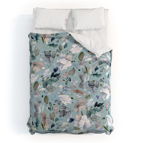 Ninola Design Abstract texture floral Blue Duvet Cover