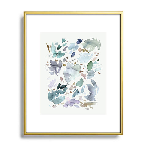 Ninola Design Abstract texture floral Blue Metal Framed Art Print