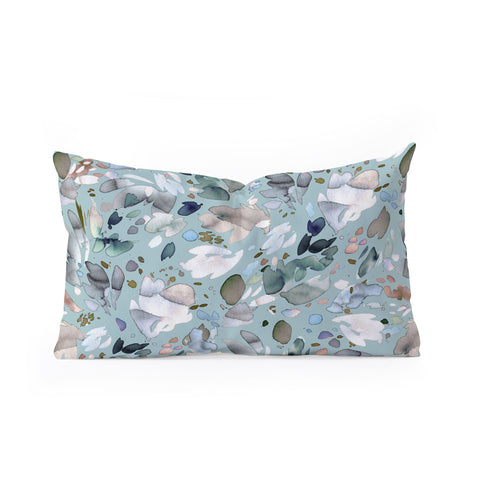 Ninola Design Abstract texture floral Blue Oblong Throw Pillow