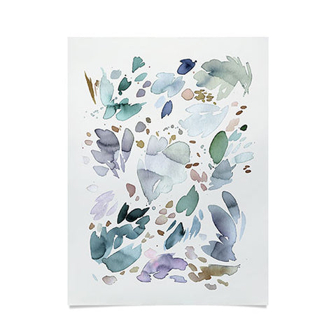 Ninola Design Abstract texture floral Blue Poster