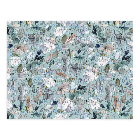 Ninola Design Abstract texture floral Blue Puzzle