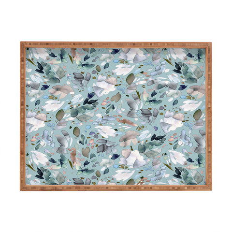 Ninola Design Abstract texture floral Blue Rectangular Tray
