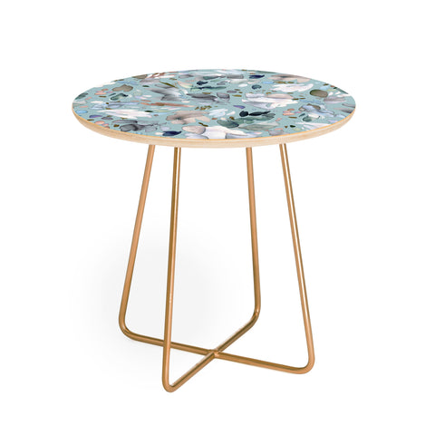 Ninola Design Abstract texture floral Blue Round Side Table