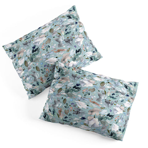 Ninola Design Abstract texture floral Blue Pillow Shams