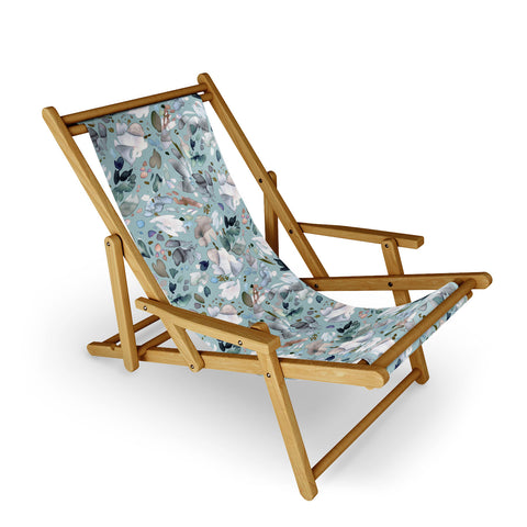 Ninola Design Abstract texture floral Blue Sling Chair