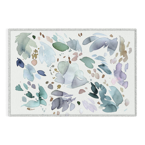 Ninola Design Abstract texture floral Blue Outdoor Rug