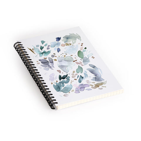 Ninola Design Abstract texture floral Blue Spiral Notebook
