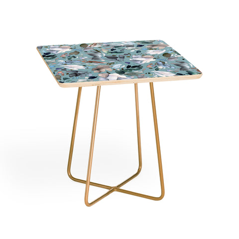 Ninola Design Abstract texture floral Blue Side Table