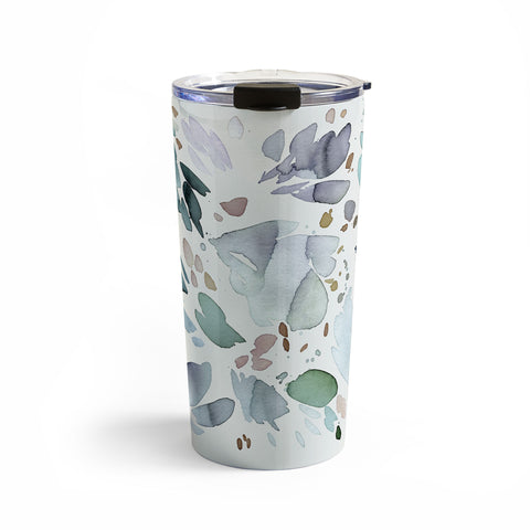 Ninola Design Abstract texture floral Blue Travel Mug