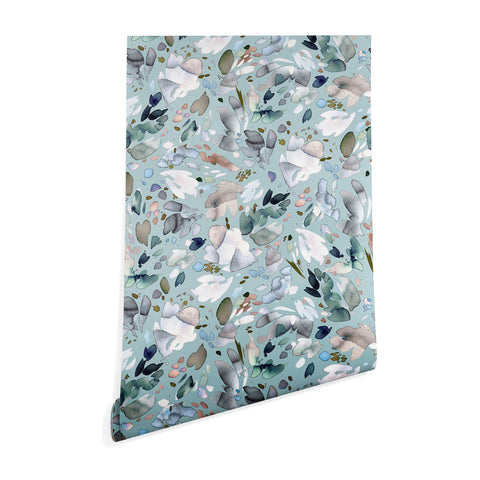 Ninola Design Abstract texture floral Blue Wallpaper