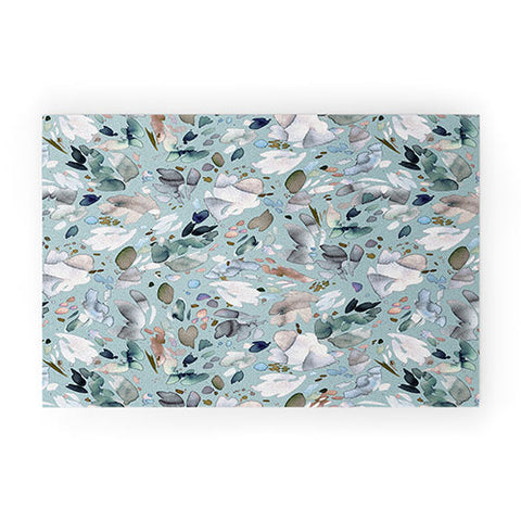 Ninola Design Abstract texture floral Blue Welcome Mat
