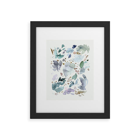 Ninola Design Abstract texture floral Blue Framed Art Print