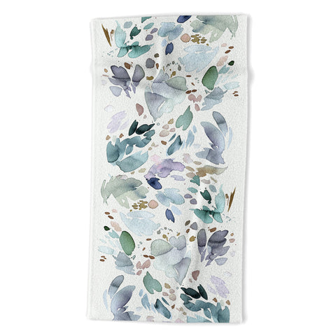 Ninola Design Abstract texture floral Blue Beach Towel