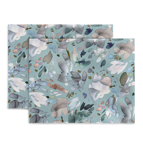 Ninola Design Abstract texture floral Blue Placemat
