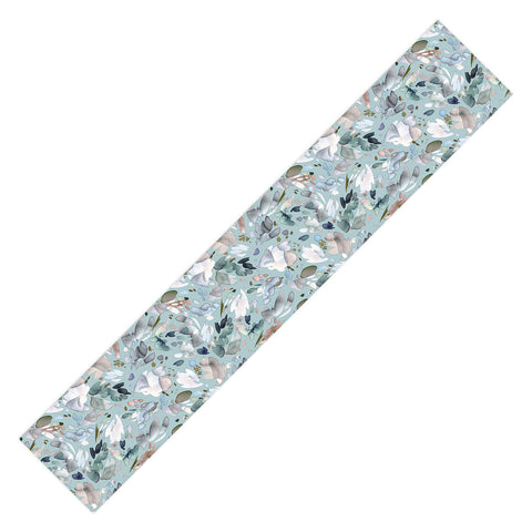Ninola Design Abstract texture floral Blue Table Runner
